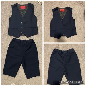 Kids Navy Blue Vest and Shorts Set